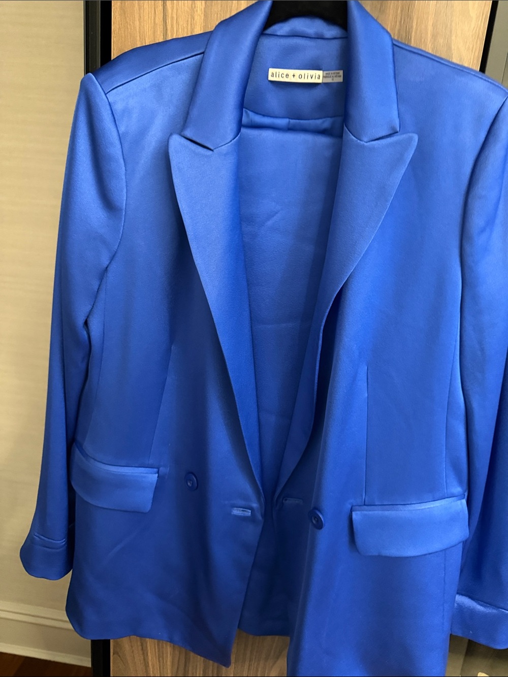Alice + Olivia Electric Blue Satin Blazer